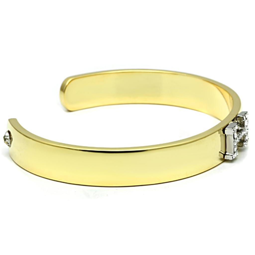 LO2577 - Gold+Rhodium White Metal Bangle with Top Grade Crystal  in Clear-2