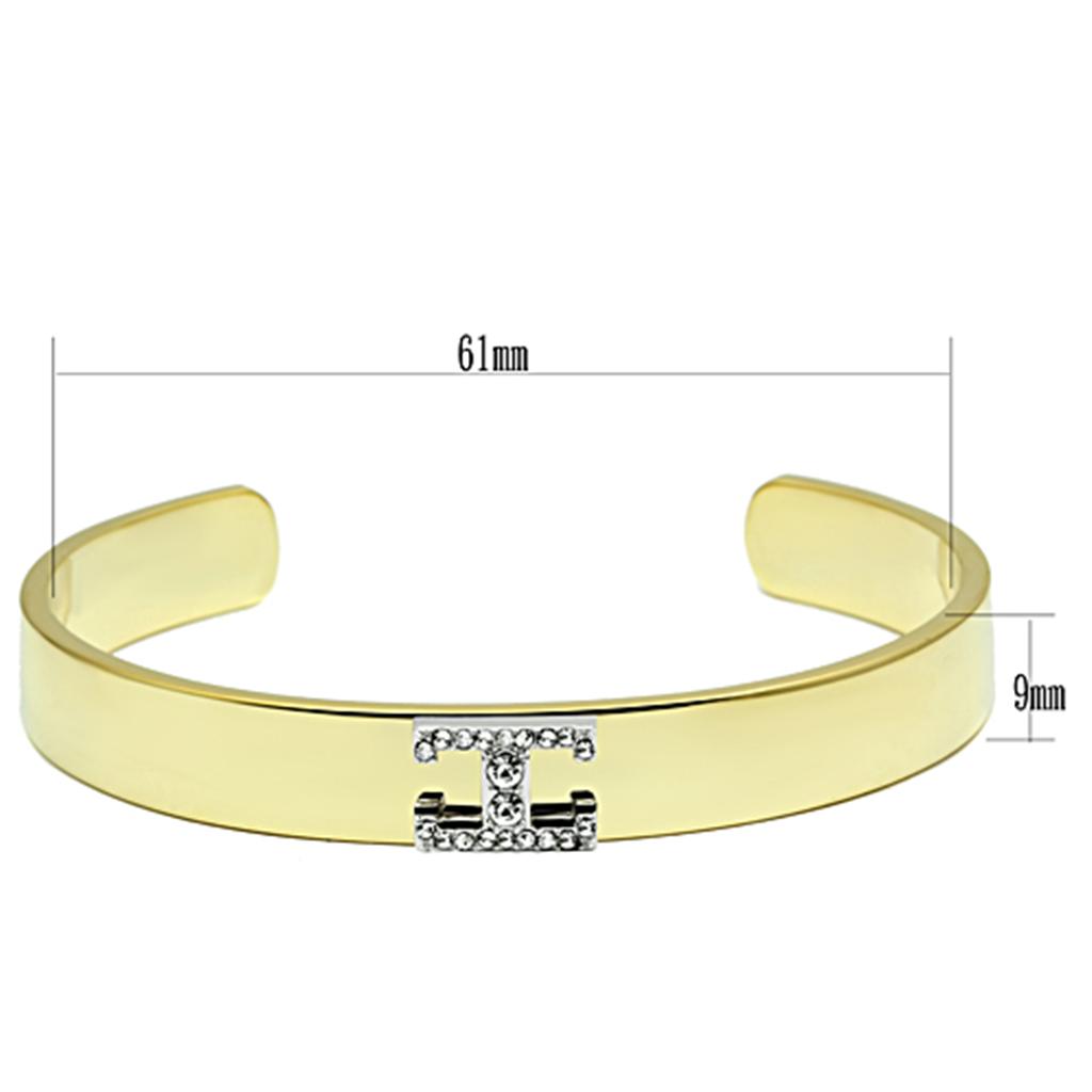 LO2578 - Gold+Rhodium White Metal Bangle with Top Grade Crystal  in Clear-1