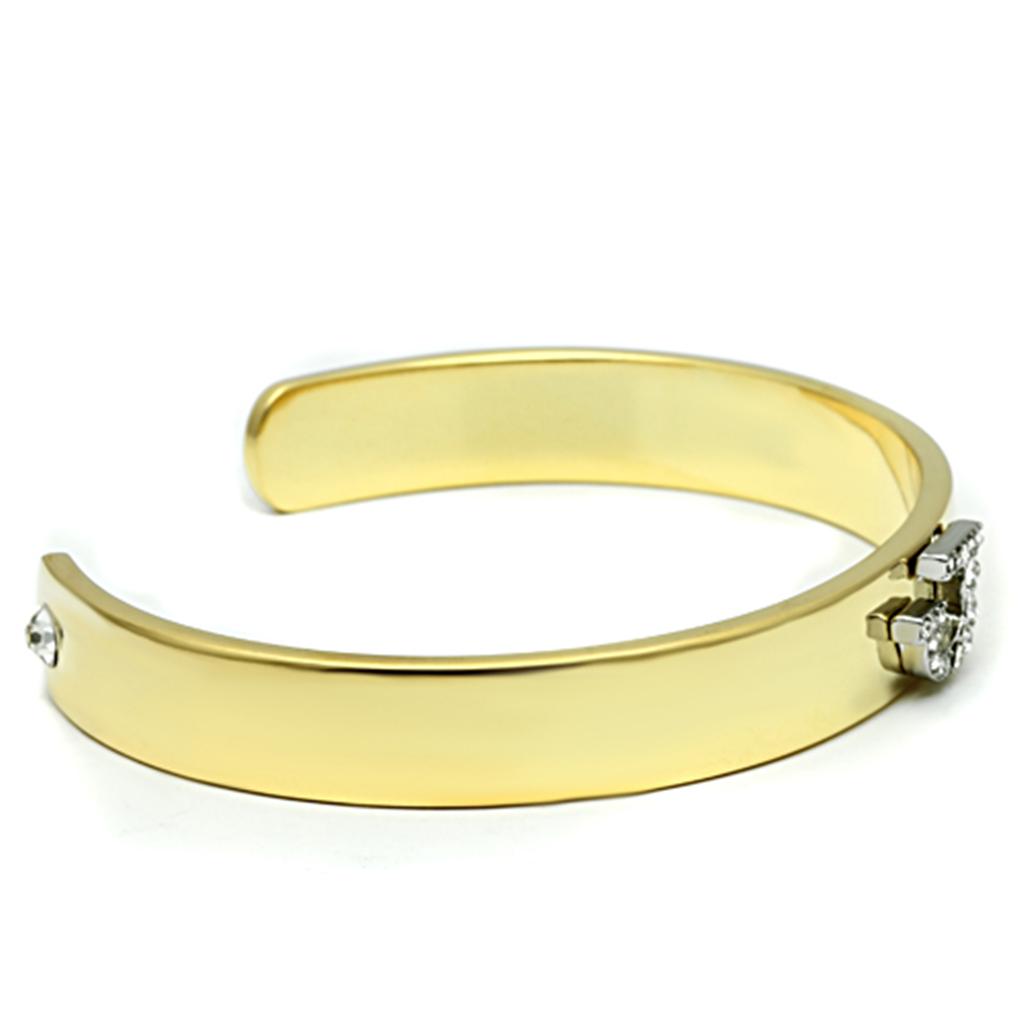 LO2579 - Gold+Rhodium White Metal Bangle with Top Grade Crystal  in Clear-2