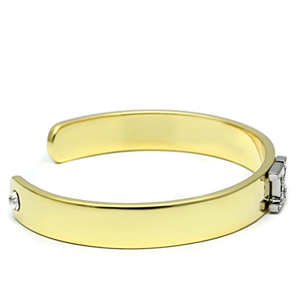 LO2580 - Gold+Rhodium White Metal Bangle with Top Grade Crystal  in Clear-2