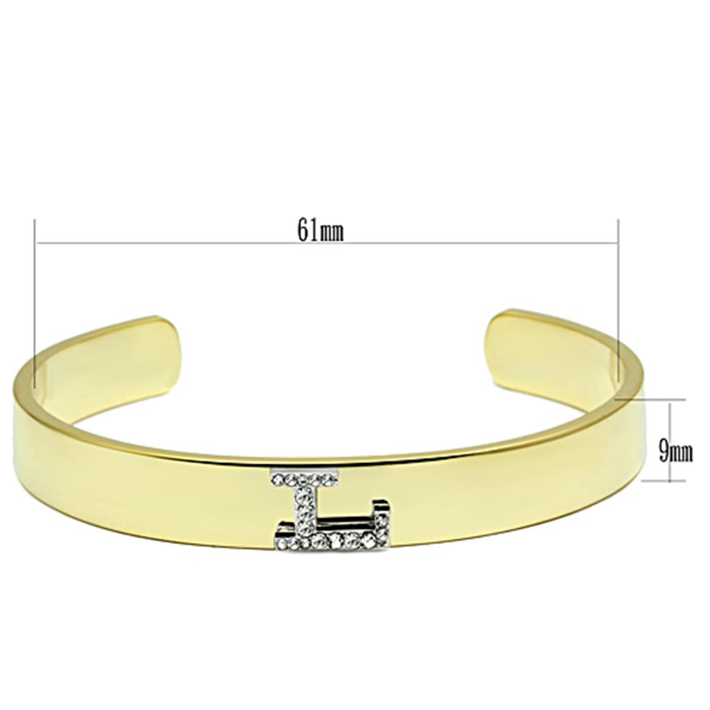 LO2581 - Gold+Rhodium White Metal Bangle with Top Grade Crystal  in Clear-1