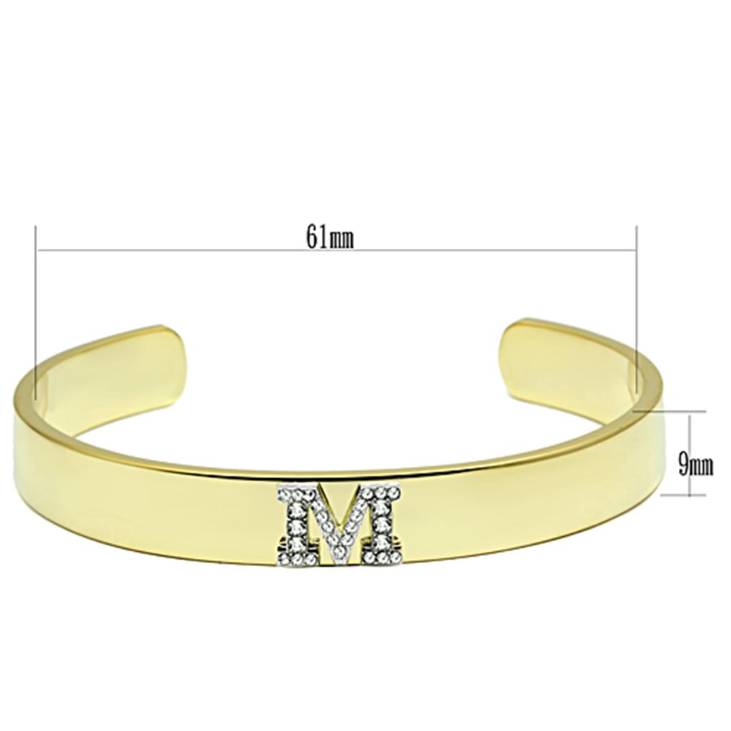 LO2582 - Gold+Rhodium White Metal Bangle with Top Grade Crystal  in Clear-1