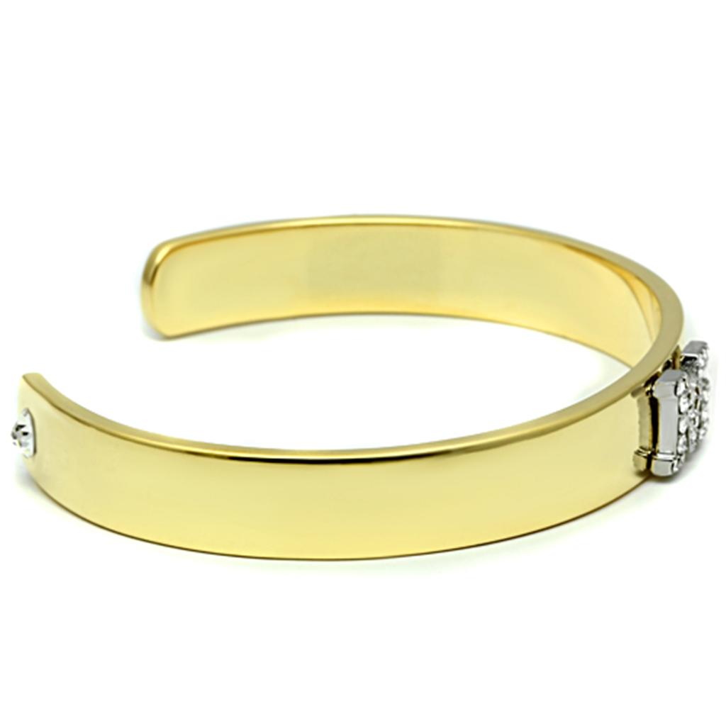 LO2582 - Gold+Rhodium White Metal Bangle with Top Grade Crystal  in Clear-2