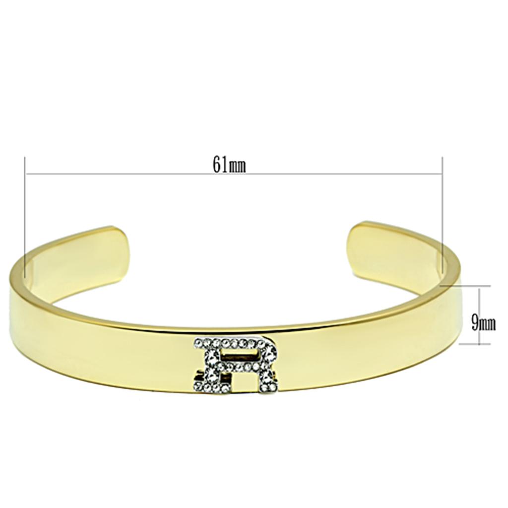 LO2587 - Gold+Rhodium White Metal Bangle with Top Grade Crystal  in Clear-1