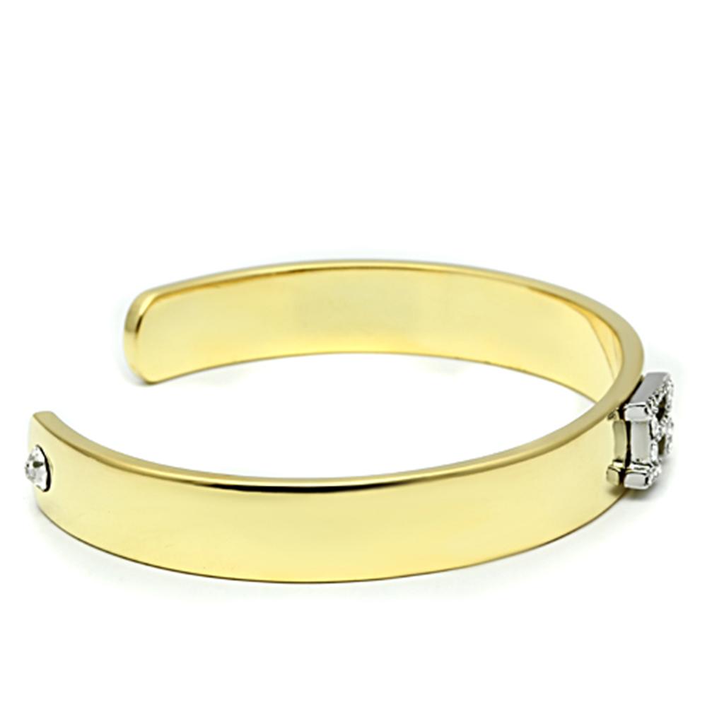 LO2587 - Gold+Rhodium White Metal Bangle with Top Grade Crystal  in Clear-2