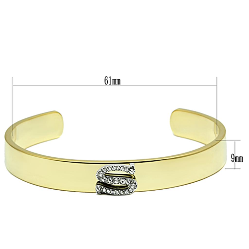 LO2588 - Gold+Rhodium White Metal Bangle with Top Grade Crystal  in Clear-1