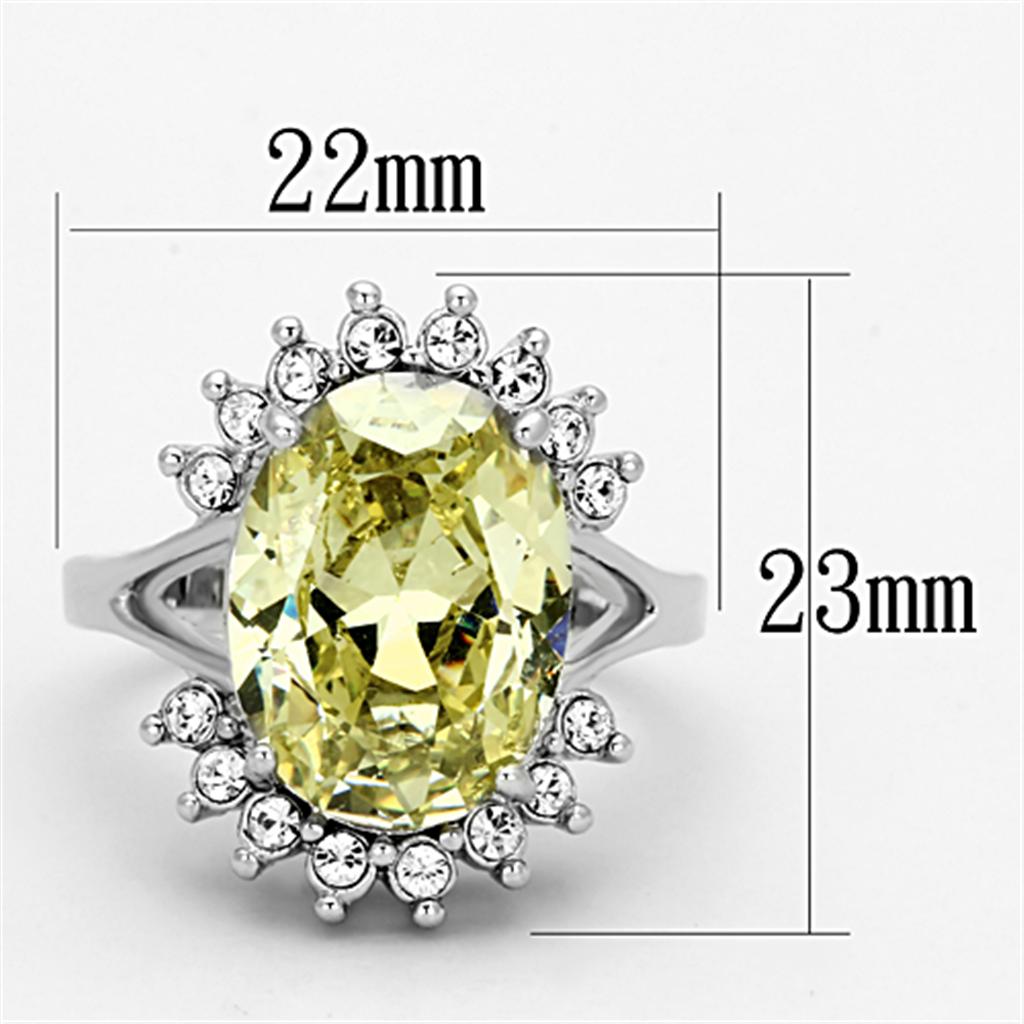 LO2943 - Rhodium Brass Ring with AAA Grade CZ  in Apple Green color-1