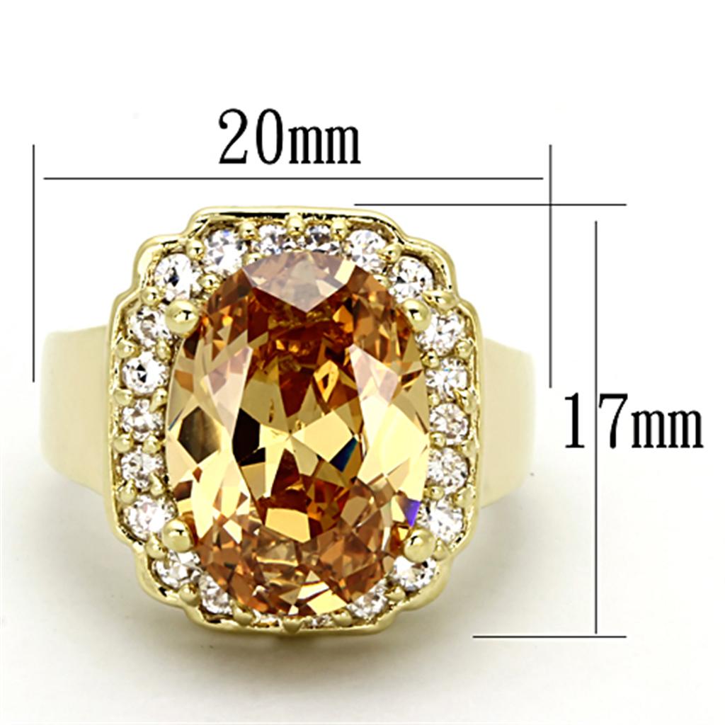 LO2955 - Gold Brass Ring with AAA Grade CZ  in Topaz-1