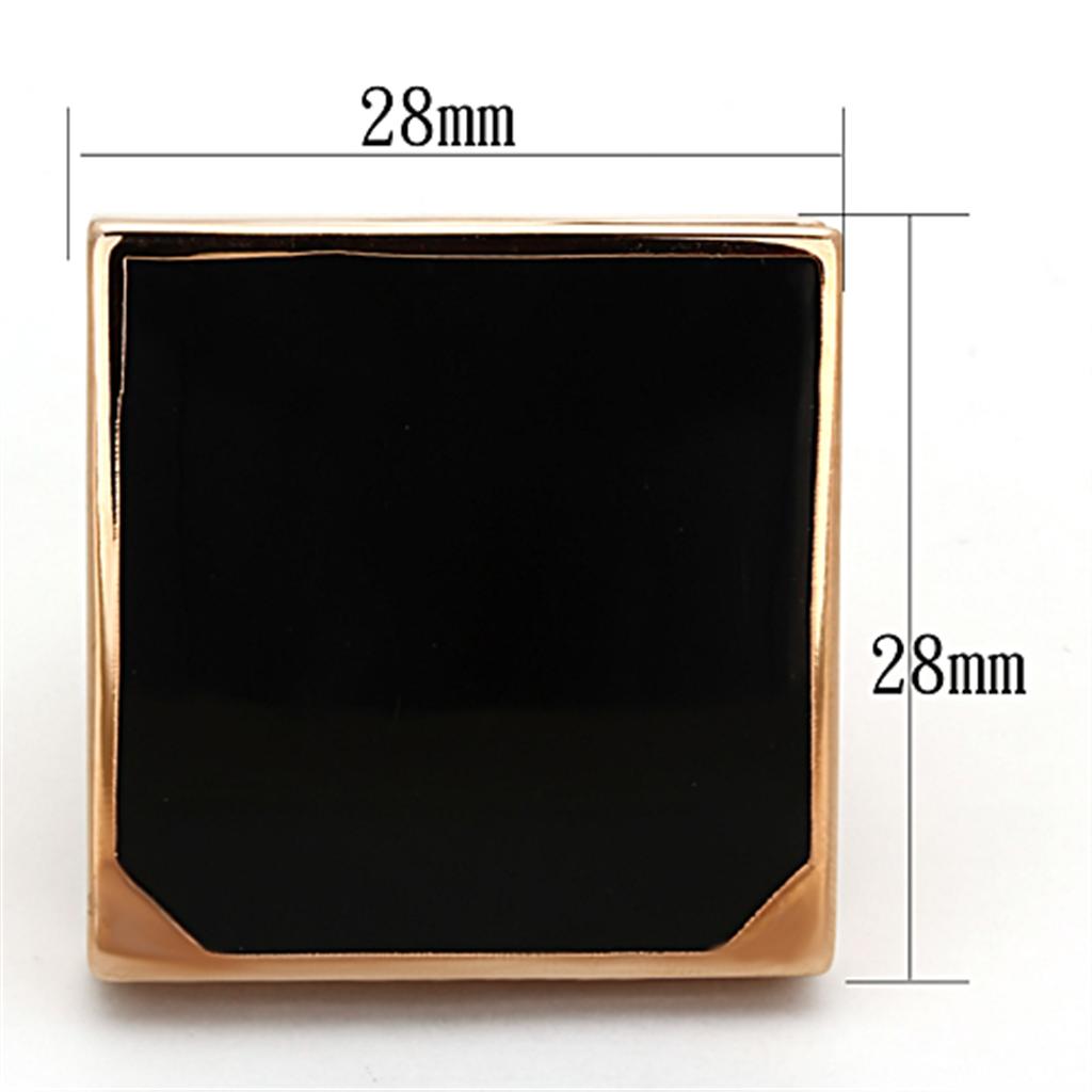 LO2966 - Rose Gold Brass Ring with Synthetic Synthetic Glass in Clear-1