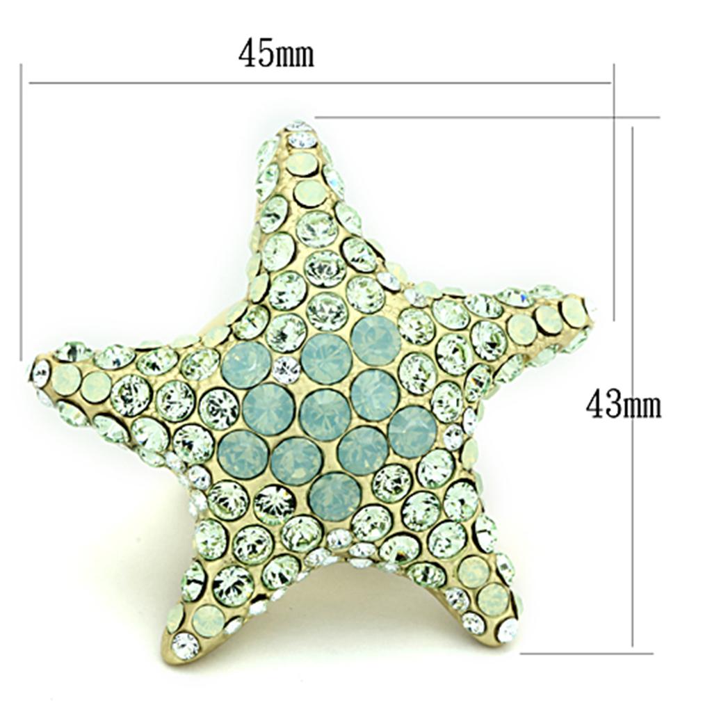 LO2972 - Gold Brass Ring with Top Grade Crystal  in Multi Color-1