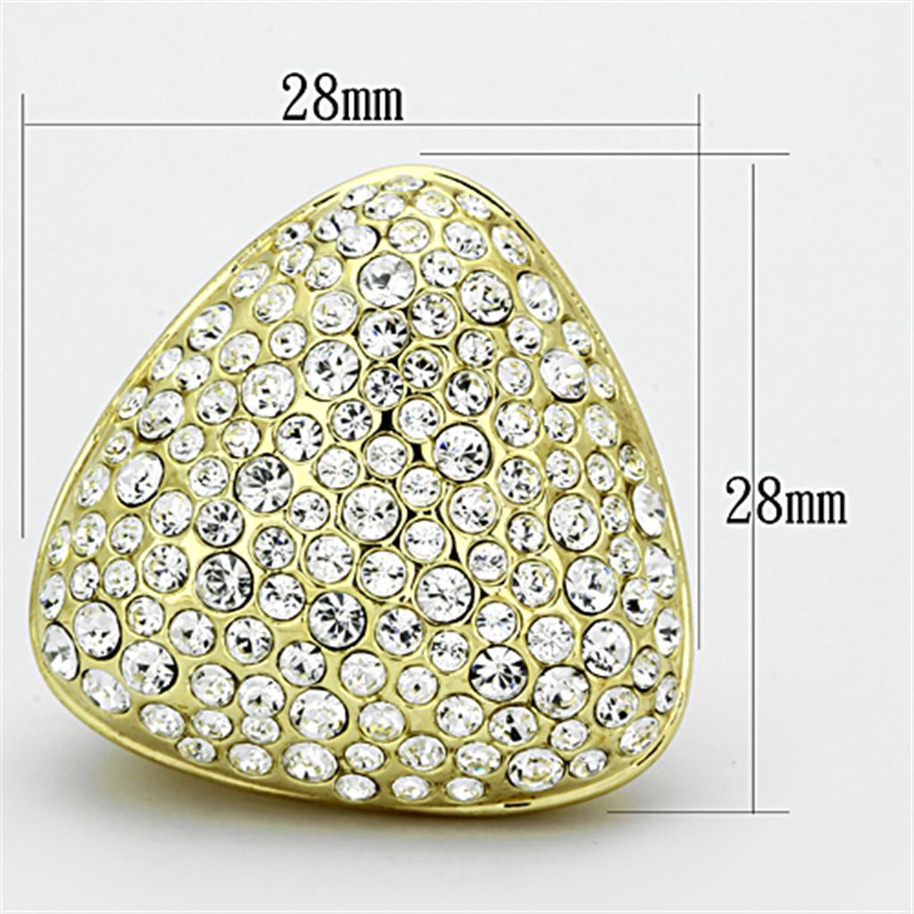 LO3024 - Gold Brass Ring with Top Grade Crystal  in Clear-1