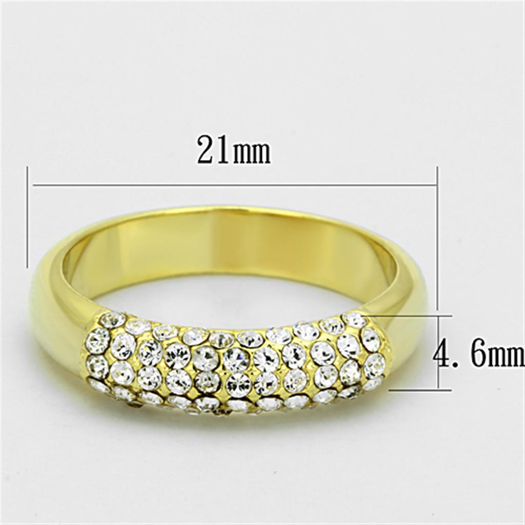 LO3062 - Gold Brass Ring with Top Grade Crystal  in Clear-1