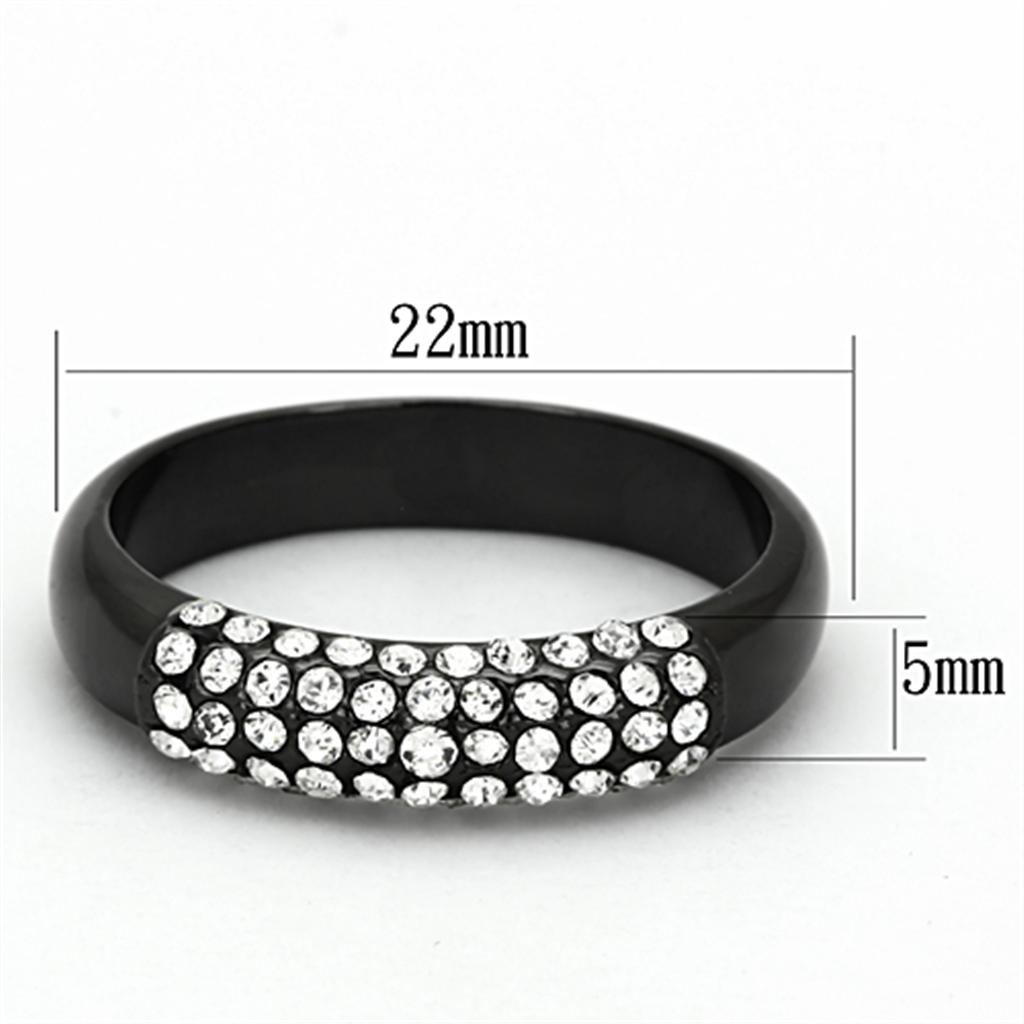 LO3068 - TIN Cobalt Black Brass Ring with Top Grade Crystal  in Clear-1