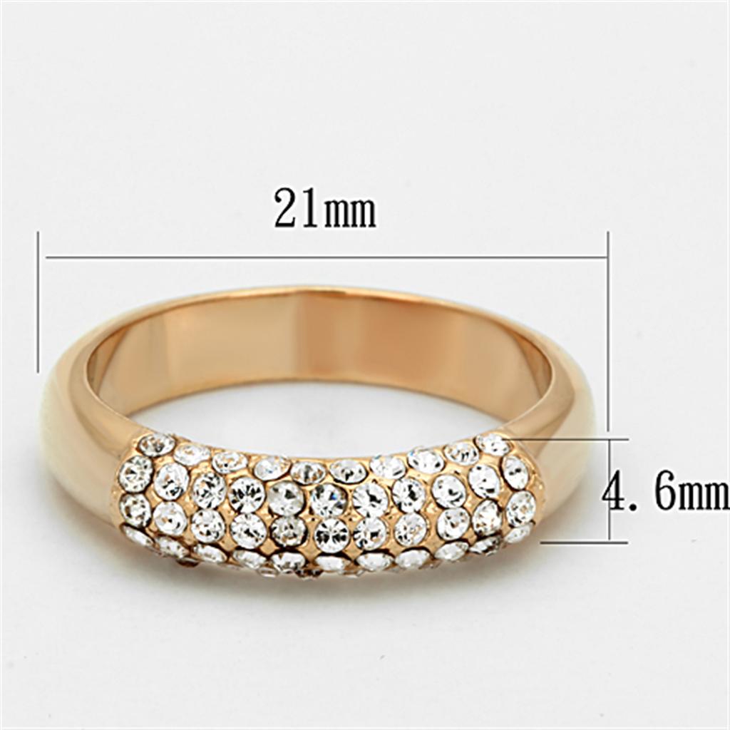 LO3069 - Rose Gold Brass Ring with Top Grade Crystal  in Clear-1