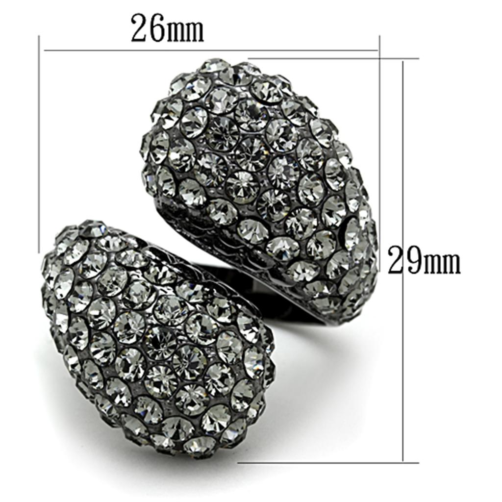LO3172 - TIN Cobalt Black Brass Ring with Top Grade Crystal  in Black Diamond-1