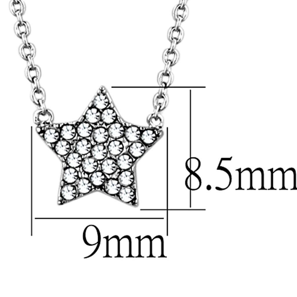 LO3225 - Rhodium Brass Necklace with Top Grade Crystal  in Clear-1
