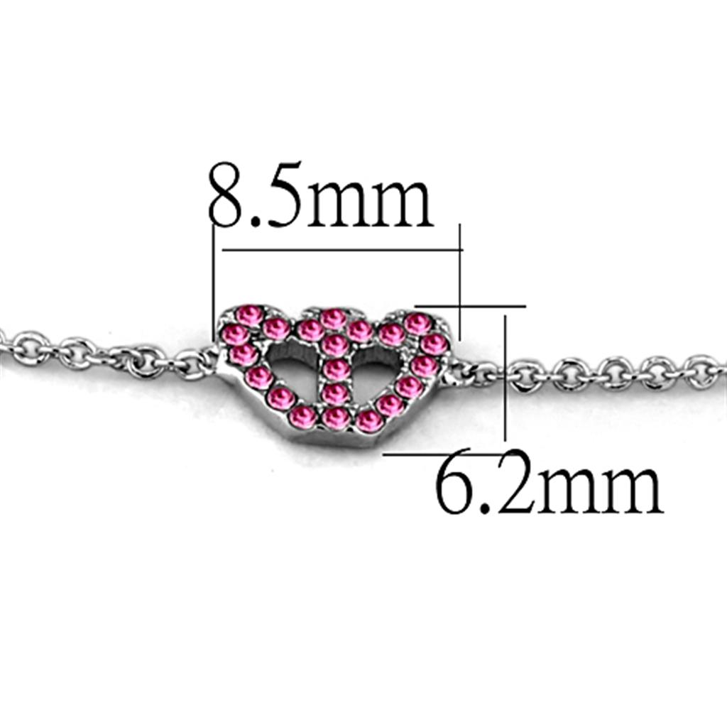 LO3229 - Rhodium Brass Bracelet with Top Grade Crystal  in Rose-2