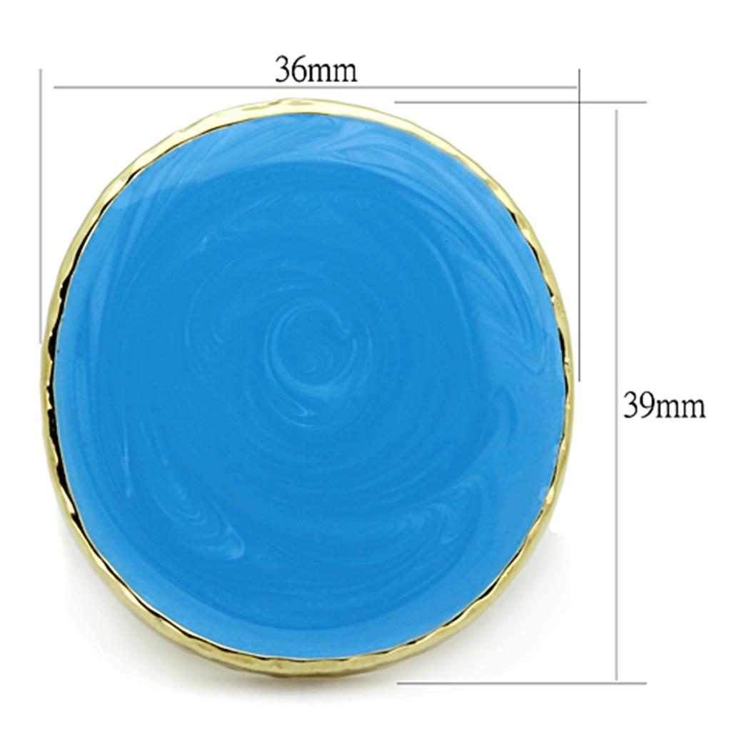 LO3239 - Gold Brass Ring with Epoxy  in Sea Blue-1