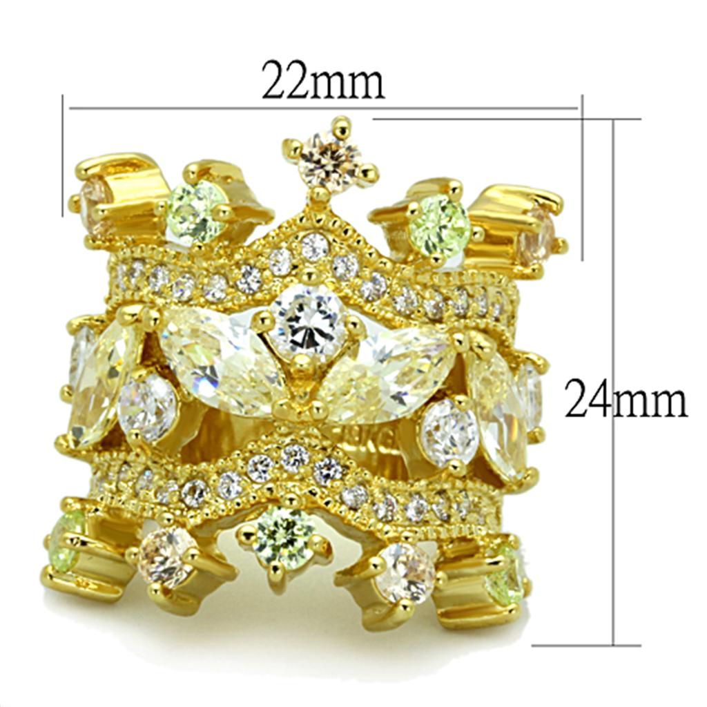 LO3247 - Gold Brass Ring with AAA Grade CZ  in Clear-1