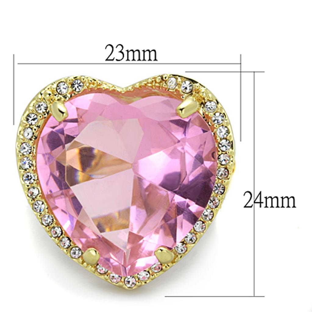 LO3251 - Gold Brass Ring with Synthetic Synthetic Glass in Rose-1