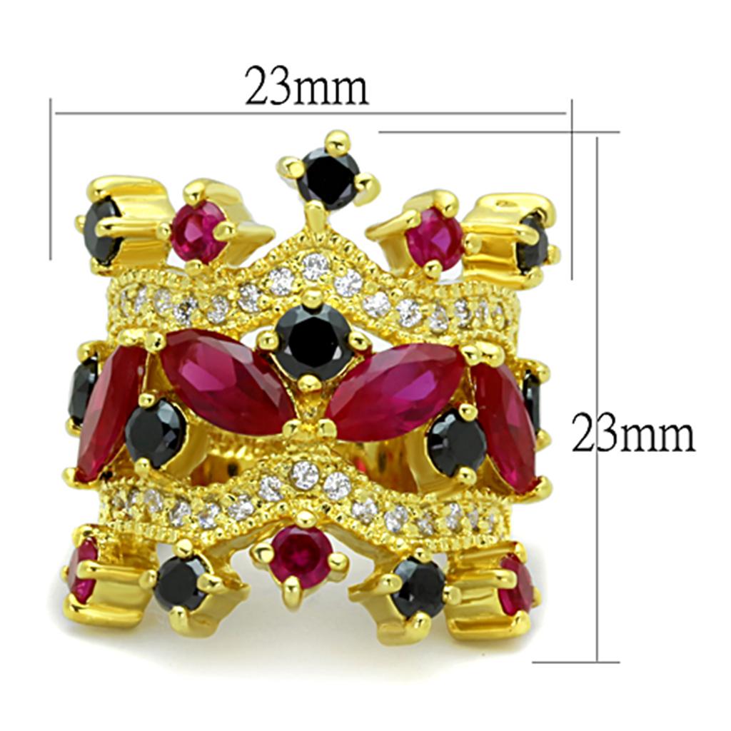LO3252 - Gold Brass Ring with AAA Grade CZ  in Multi Color-1