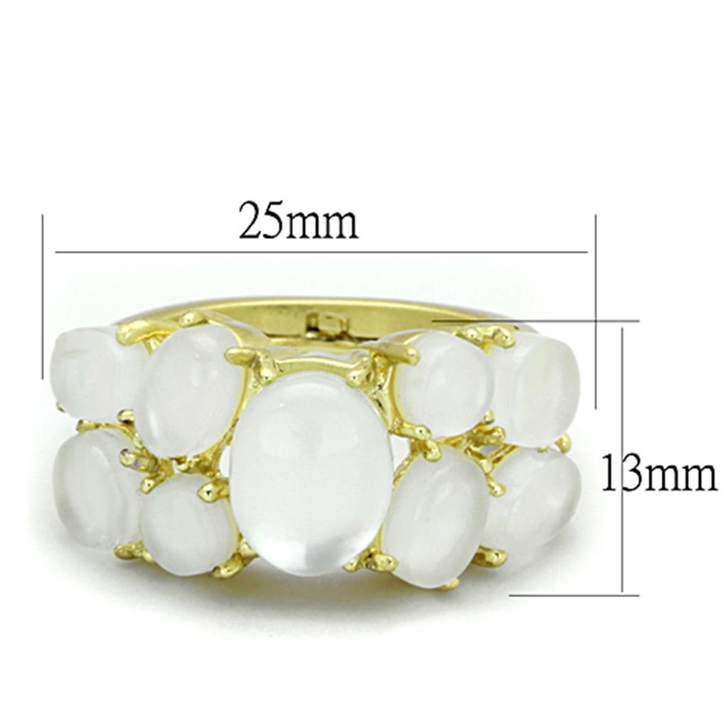 LO3254 - Gold Brass Ring with Synthetic Cat Eye in Aurora Borealis (Rainbow Effect)-1