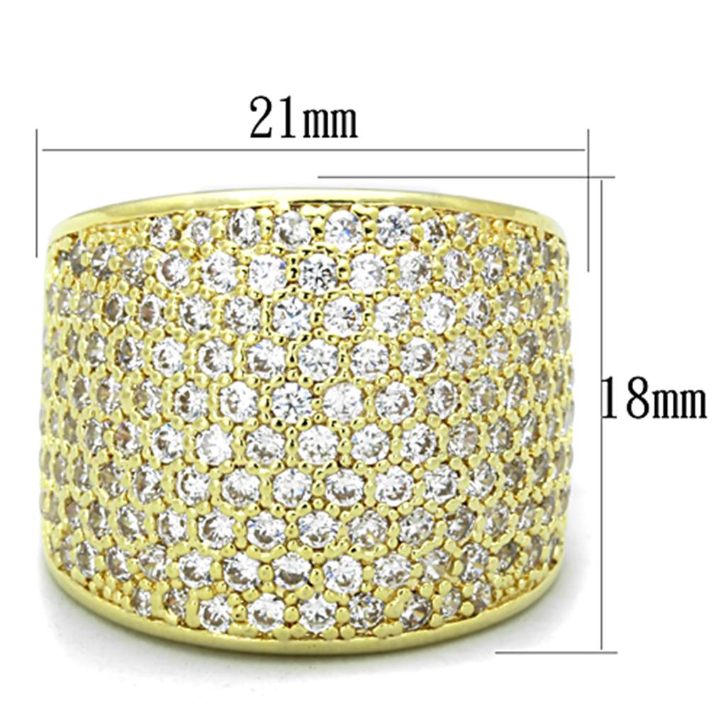 LO3284 - Gold Brass Ring with AAA Grade CZ  in Clear-1