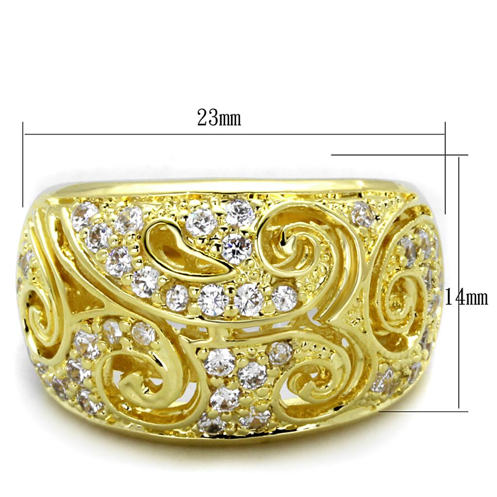 LO3342 - Gold Brass Ring with AAA Grade CZ  in Clear-1