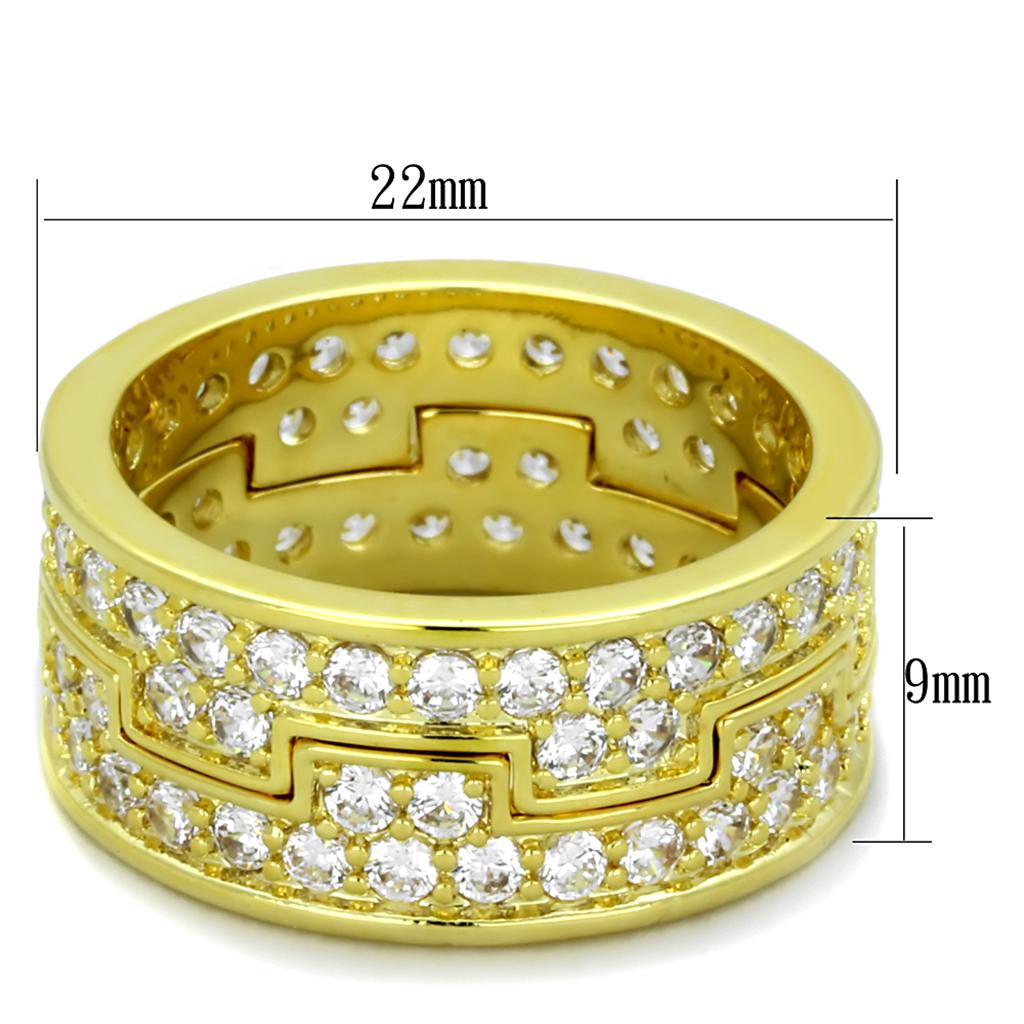 LO3349 - Gold Brass Ring with AAA Grade CZ  in Clear-1
