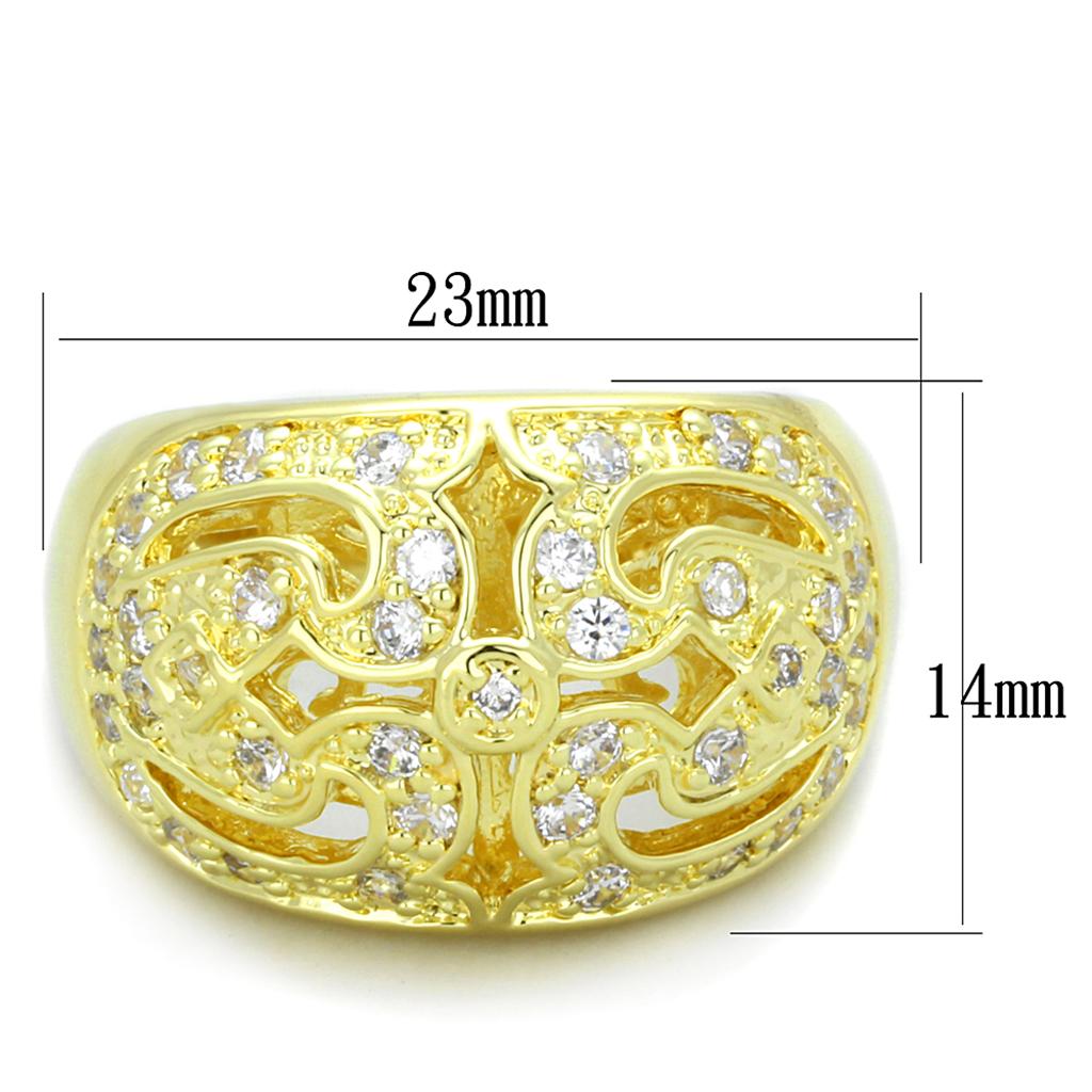 LO3361 - Gold Brass Ring with AAA Grade CZ  in Clear-1