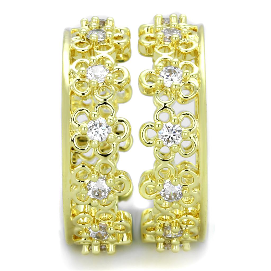 LO3363 - Gold Brass Ring with AAA Grade CZ  in Clear-2
