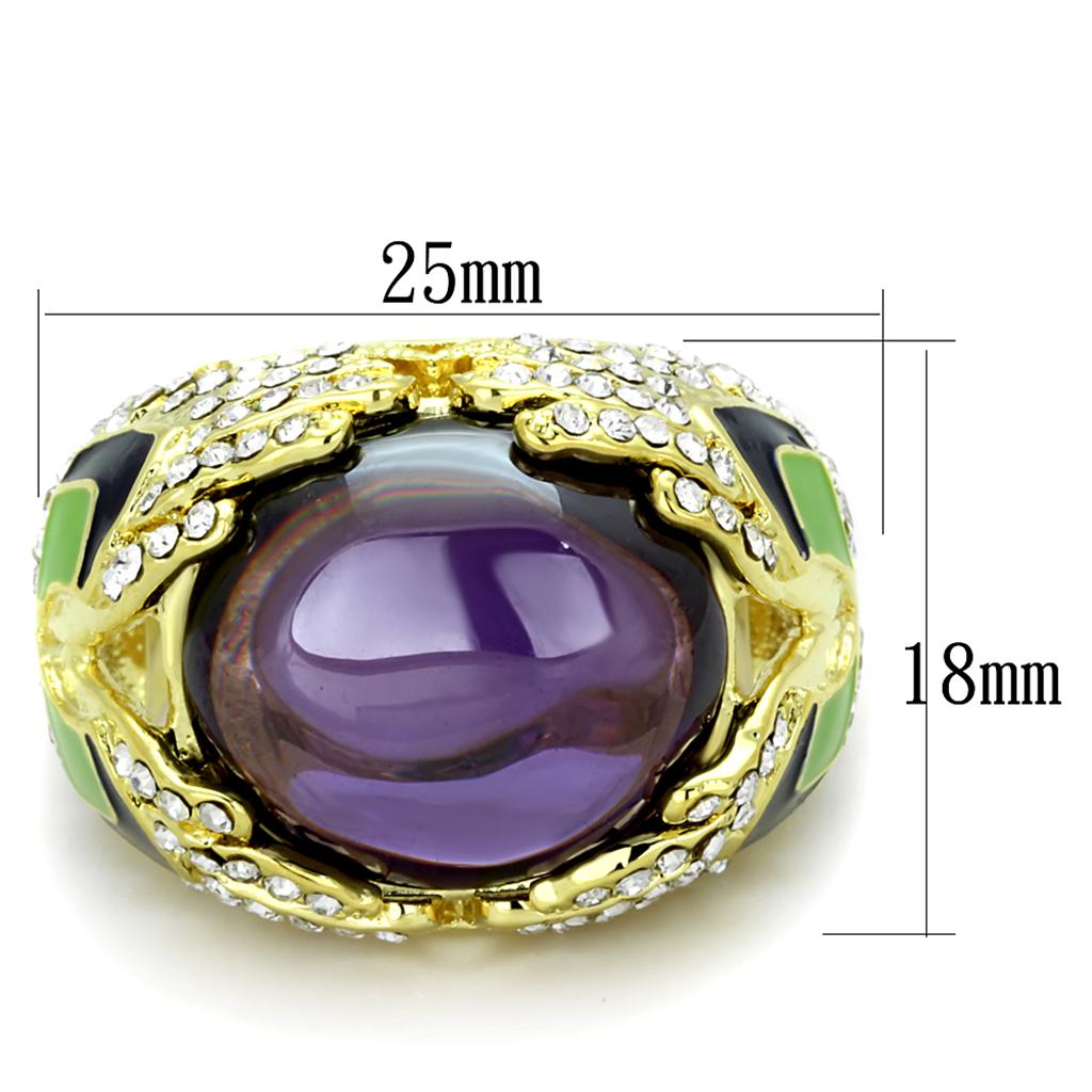 LO3367 - Gold Brass Ring with AAA Grade CZ  in Amethyst-1