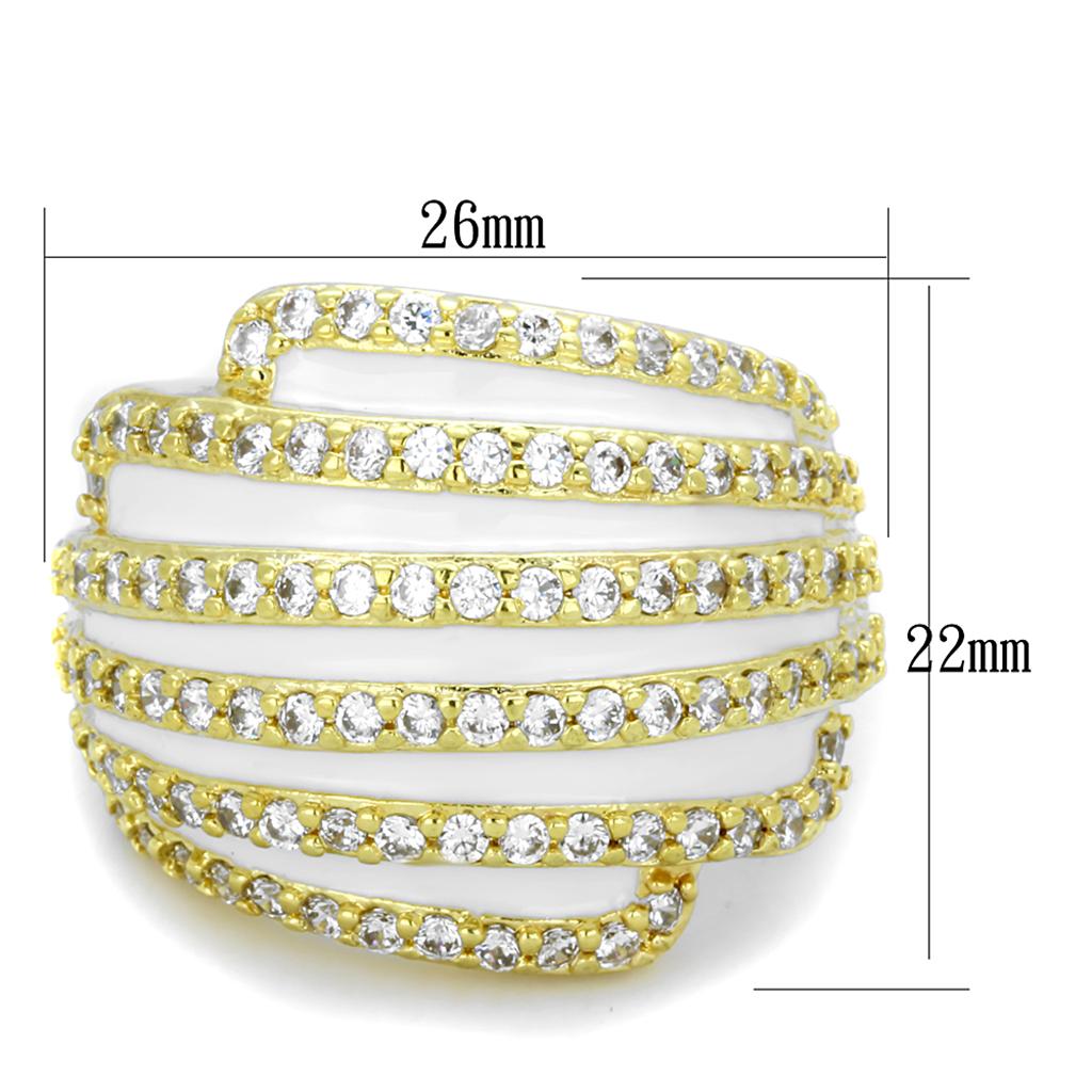 LO3368 - Gold Brass Ring with AAA Grade CZ  in Clear-1