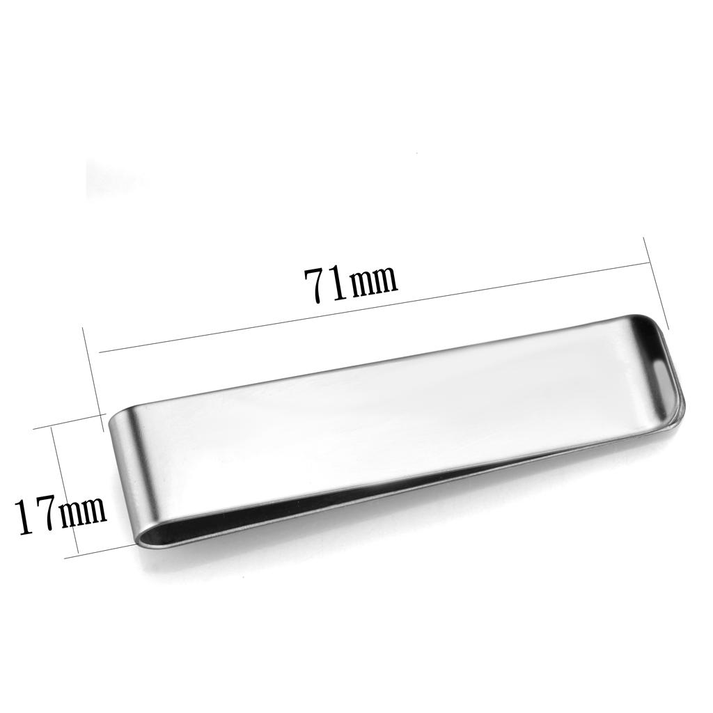 LO3384 - High polished (no plating) Stainless Steel Money clip with No Stone-2