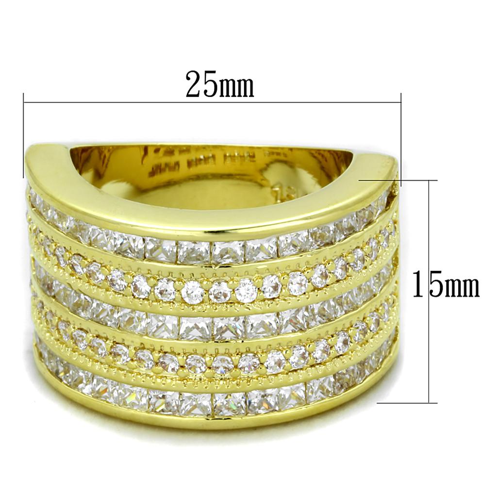 LO3395 - Gold Brass Ring with AAA Grade CZ  in Clear-1