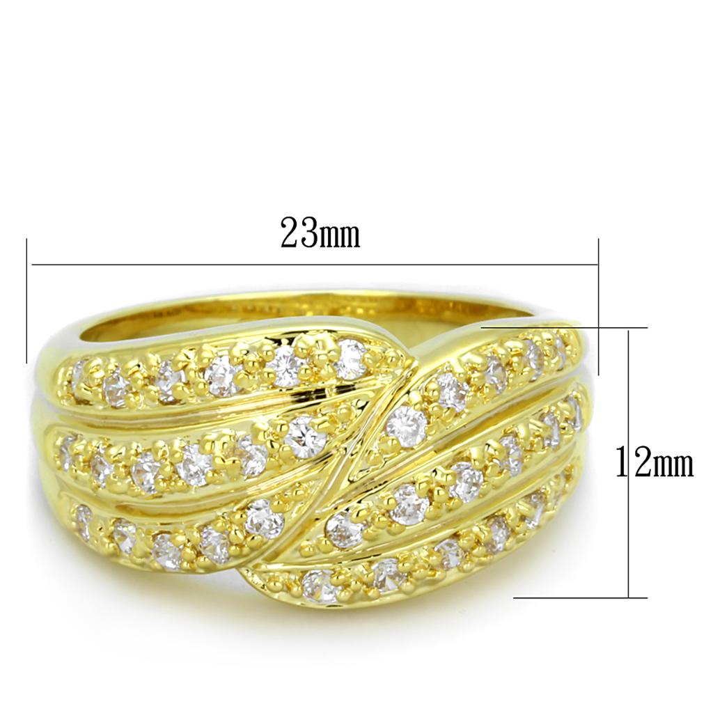 LO3402 - Gold Brass Ring with AAA Grade CZ  in Clear-1