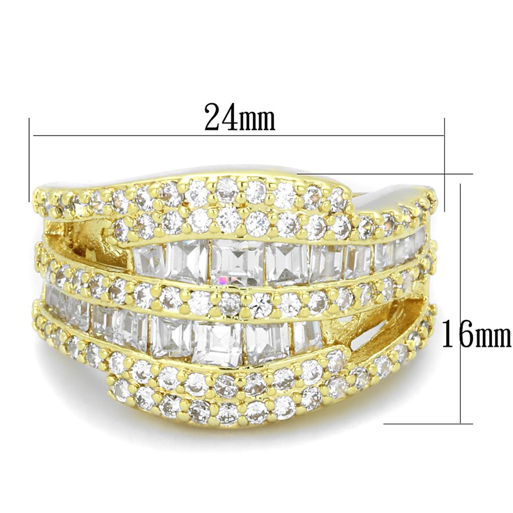 LO3407 - Gold Brass Ring with AAA Grade CZ  in Clear-1