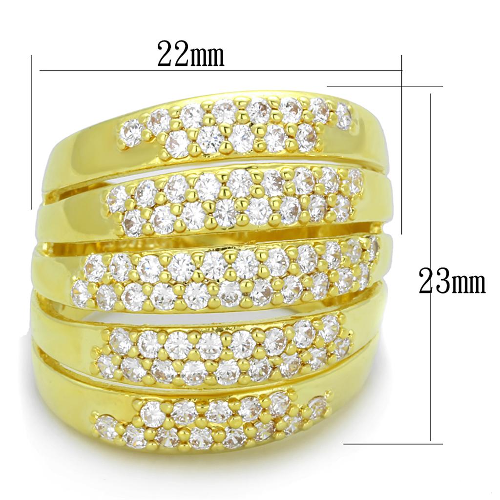 LO3408 - Gold Brass Ring with AAA Grade CZ  in Clear-1