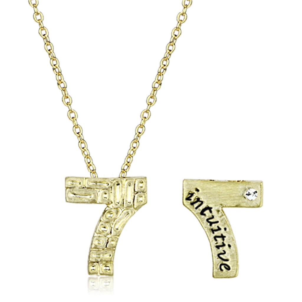 LO3464 - Flash Gold Brass Chain Pendant with Top Grade Crystal  in Clear-1