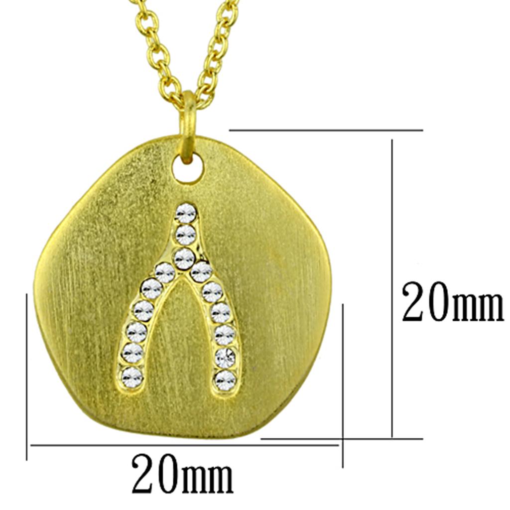 LO3479 - Gold & Brush Brass Chain Pendant with Top Grade Crystal  in Clear-1