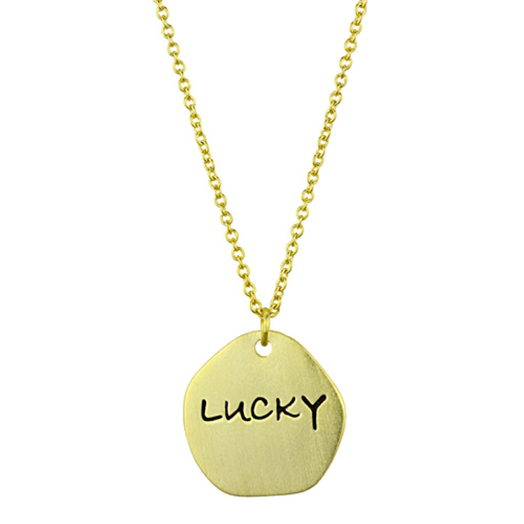 LO3479 - Gold & Brush Brass Chain Pendant with Top Grade Crystal  in Clear-2