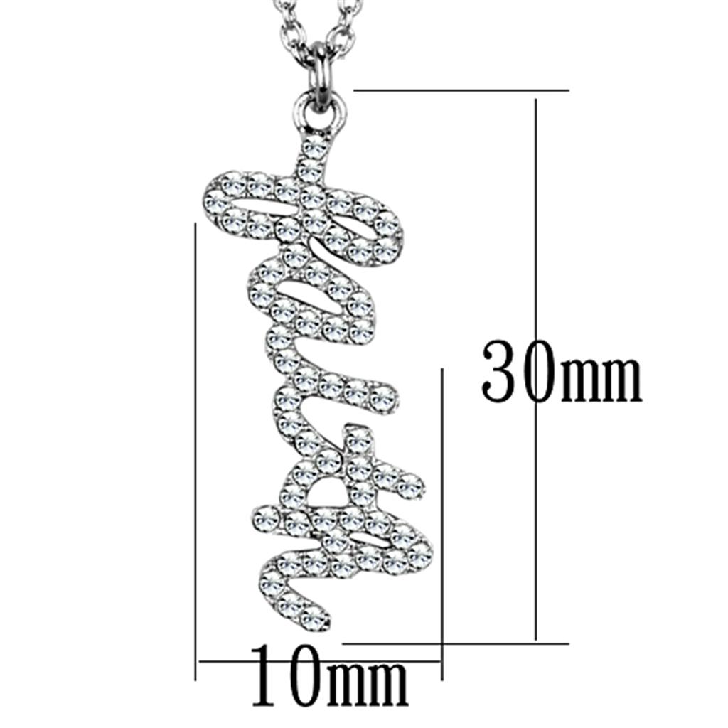 LO3488 - Rhodium Brass Chain Pendant with Top Grade Crystal  in Clear-1