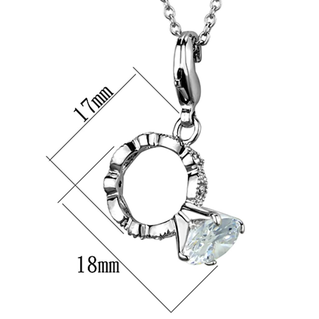 LO3490 - Rhodium Brass Pendant with AAA Grade CZ  in Clear-1