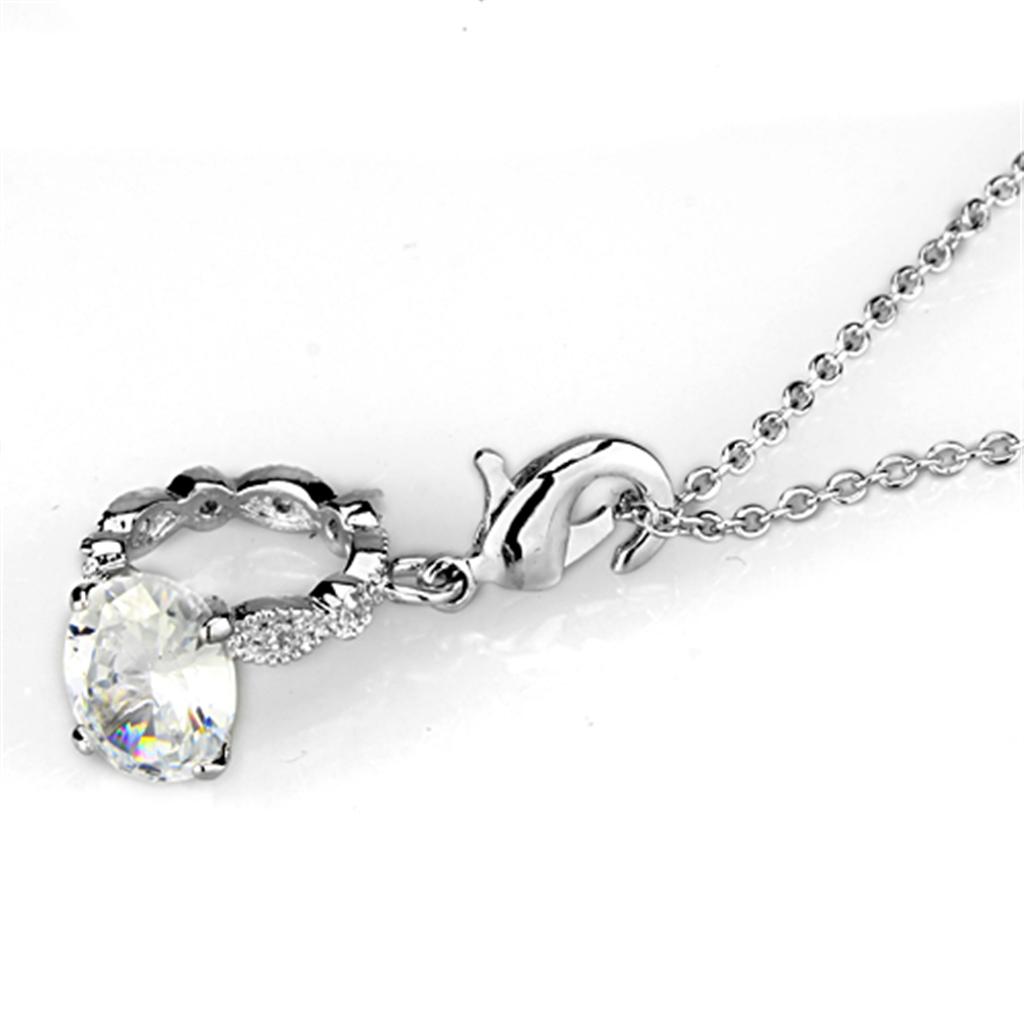 LO3490 - Rhodium Brass Pendant with AAA Grade CZ  in Clear-2