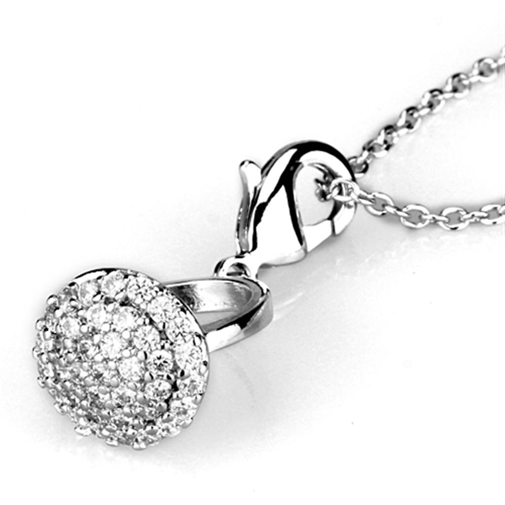 LO3492 - Rhodium Brass Pendant with AAA Grade CZ  in Clear-2