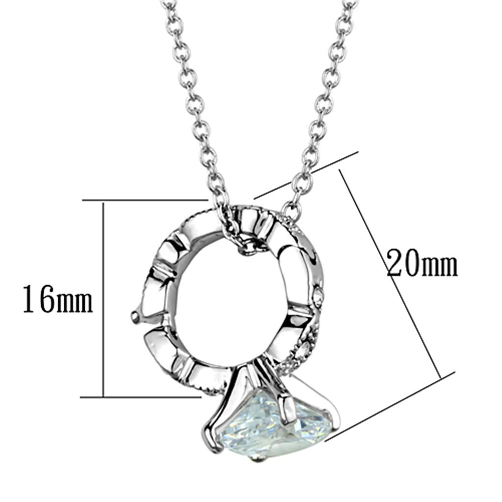 LO3494 - Rhodium Brass Pendant with AAA Grade CZ  in Clear-1