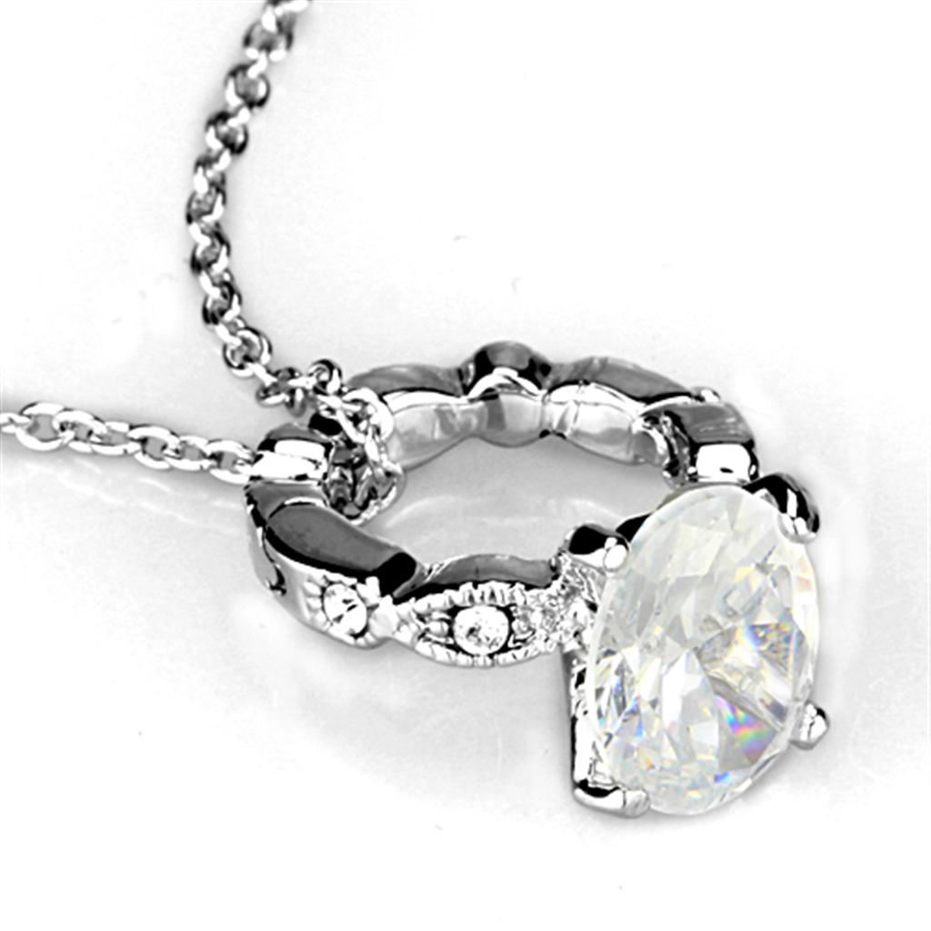 LO3494 - Rhodium Brass Pendant with AAA Grade CZ  in Clear-2