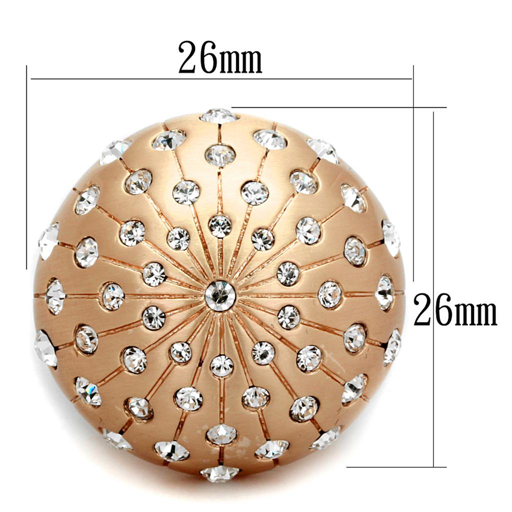 LO3514 - Rose Gold Brass Ring with Top Grade Crystal  in Clear-1