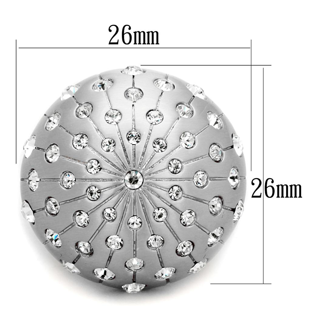 LO3515 - Rhodium+Brushed Brass Ring with Top Grade Crystal  in Clear-1