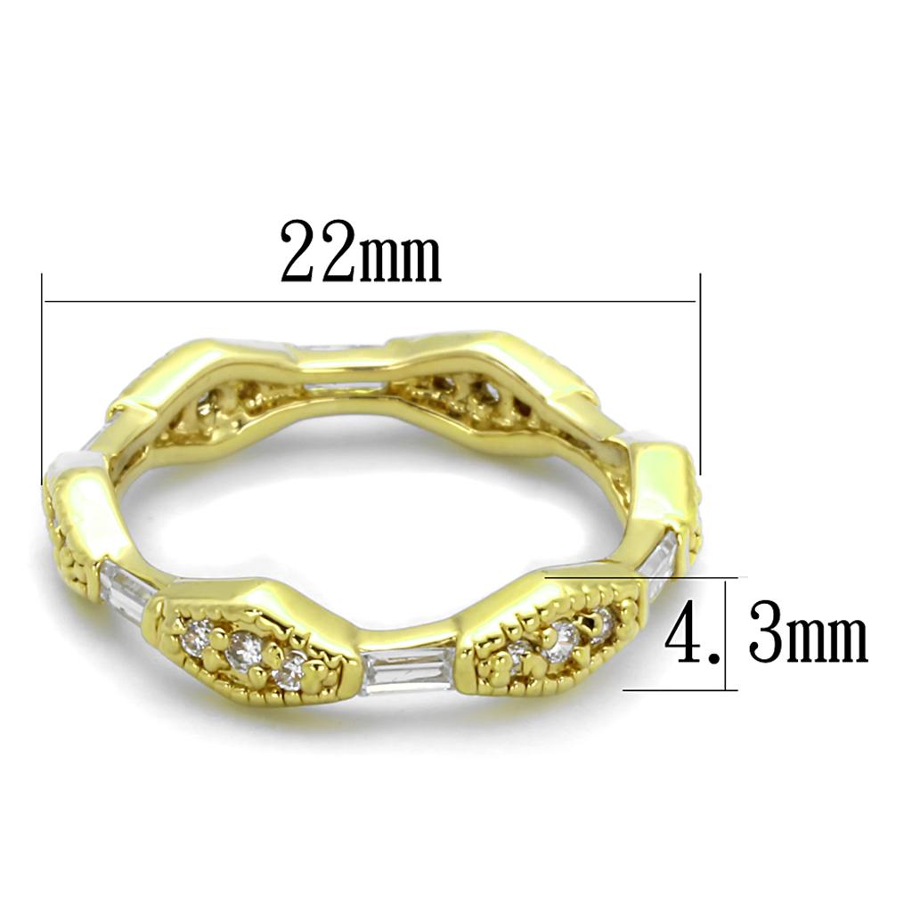 LO3552 - Gold Brass Ring with AAA Grade CZ  in Clear-1